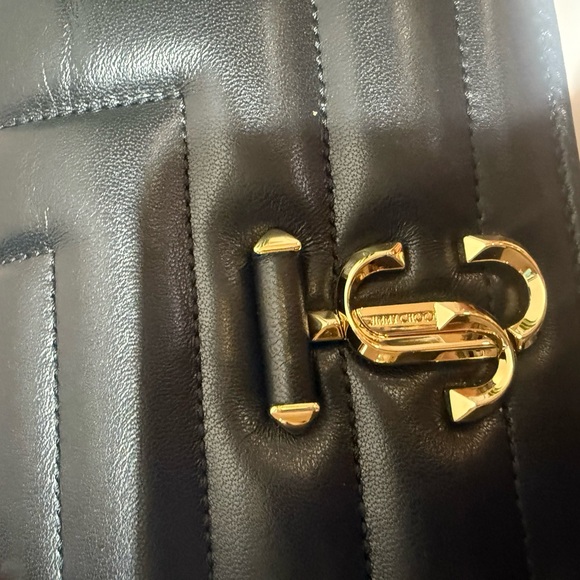 Jimmy Choo Leather Avenue Quad quilted shoulder bag Black Leather, Gold, New - Picture 11 of 13